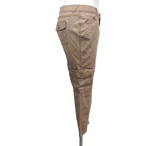 a. n. a. Cargo Boyfriend Pant Modern Fit 16P Neutral Tan Ankle Trouser - Picture 2 of 8